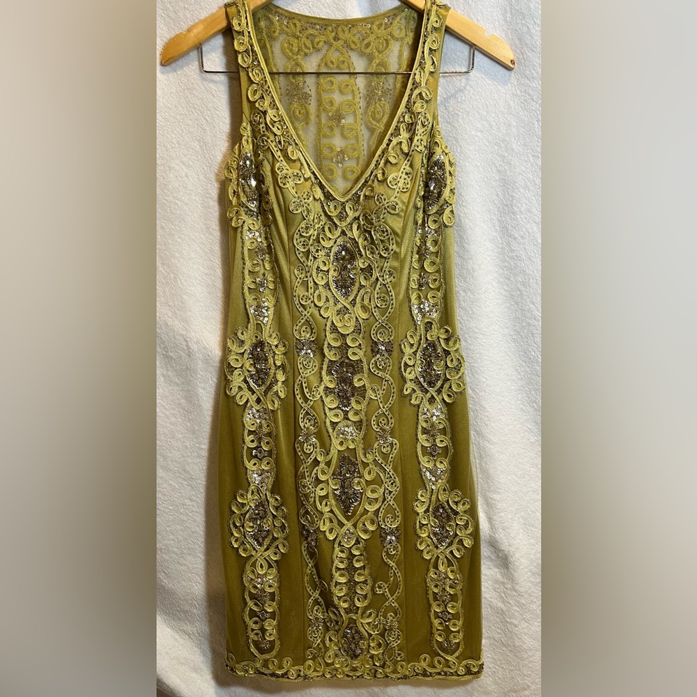 Embellished Sue Wong Nocturne Green Cocktail Night Dress
